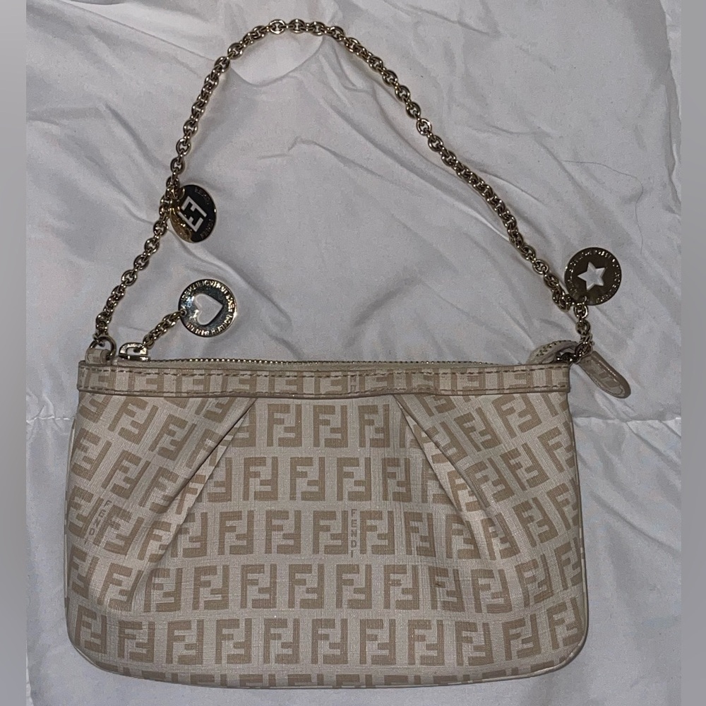 VTG Fendi Zucchino Canvas Baguette